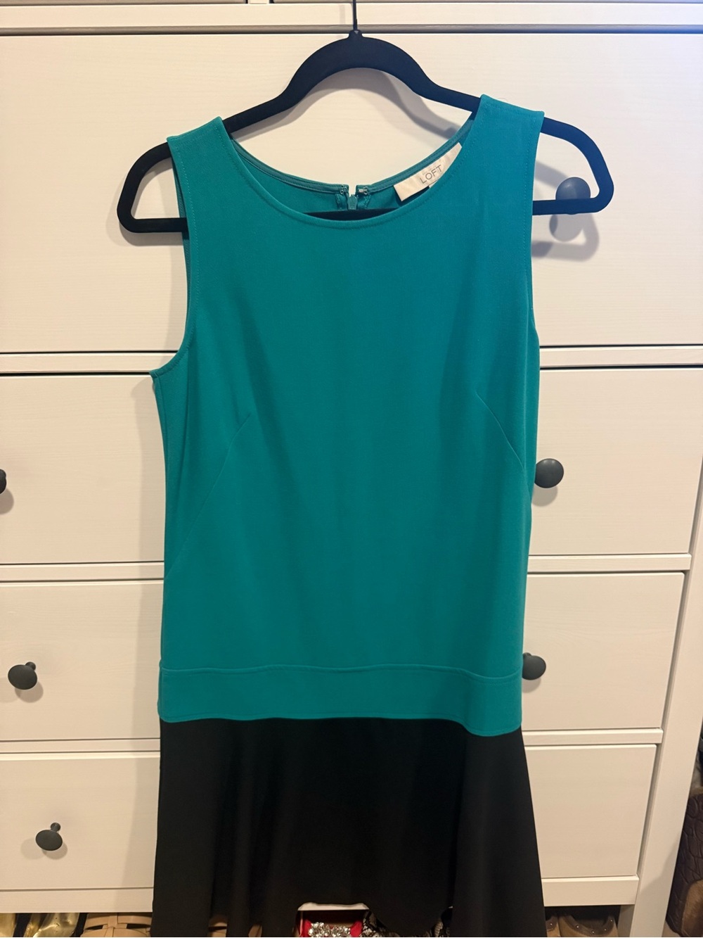 LOFT Teal and Black Sleeveless Midi Dress